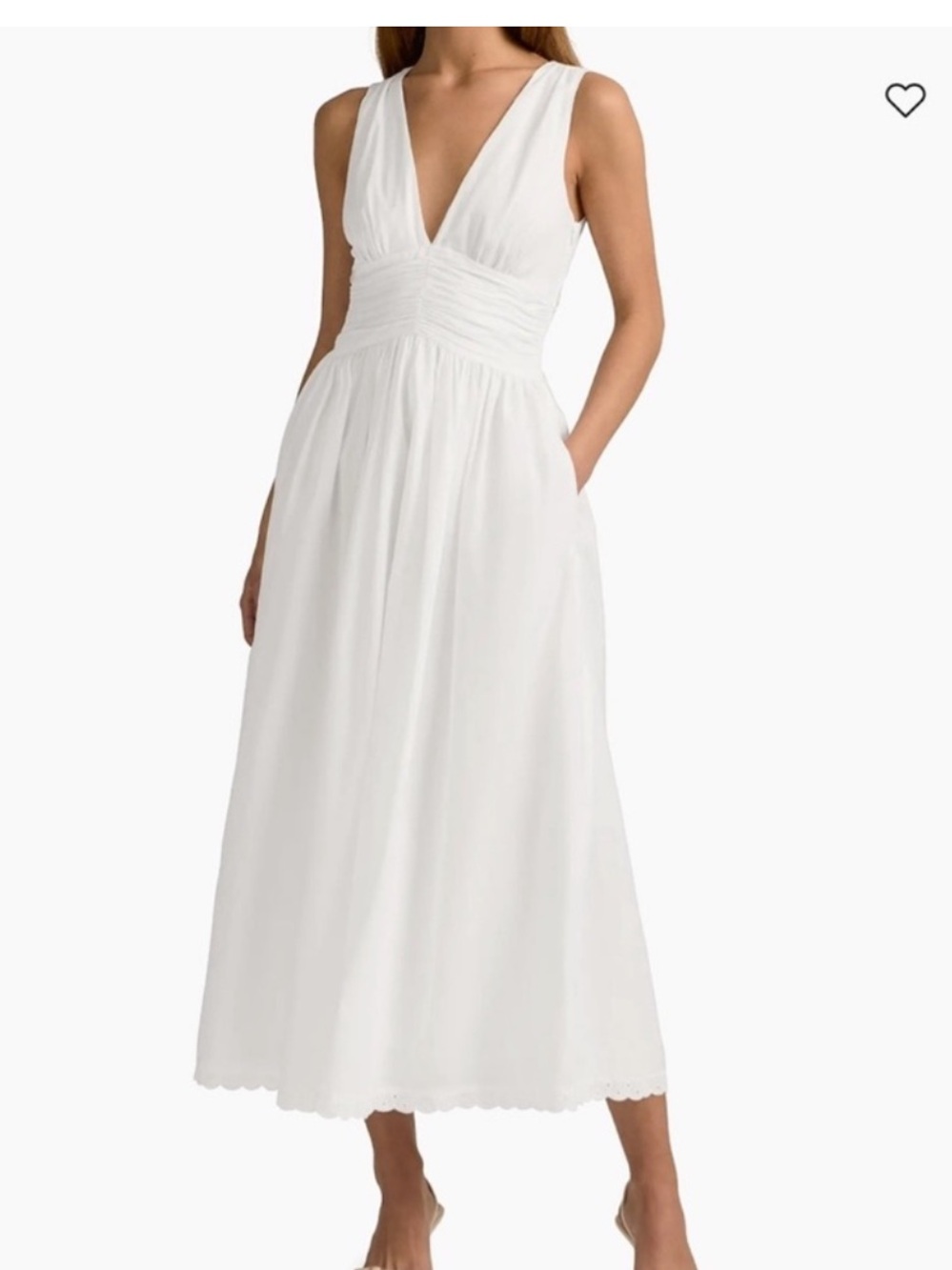 Favorite Daughter THE EYES ONLY FOR YOU DRESS V Neck White Maxi Cotton 4